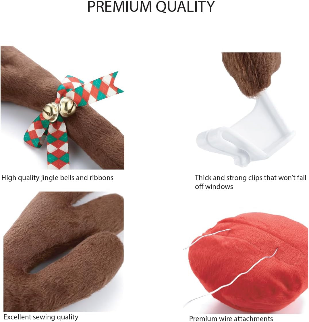 Premium Reindeer Antlers for Cars - Car Christmas Decorations Antlers with Nose and Tail Auto Accessories