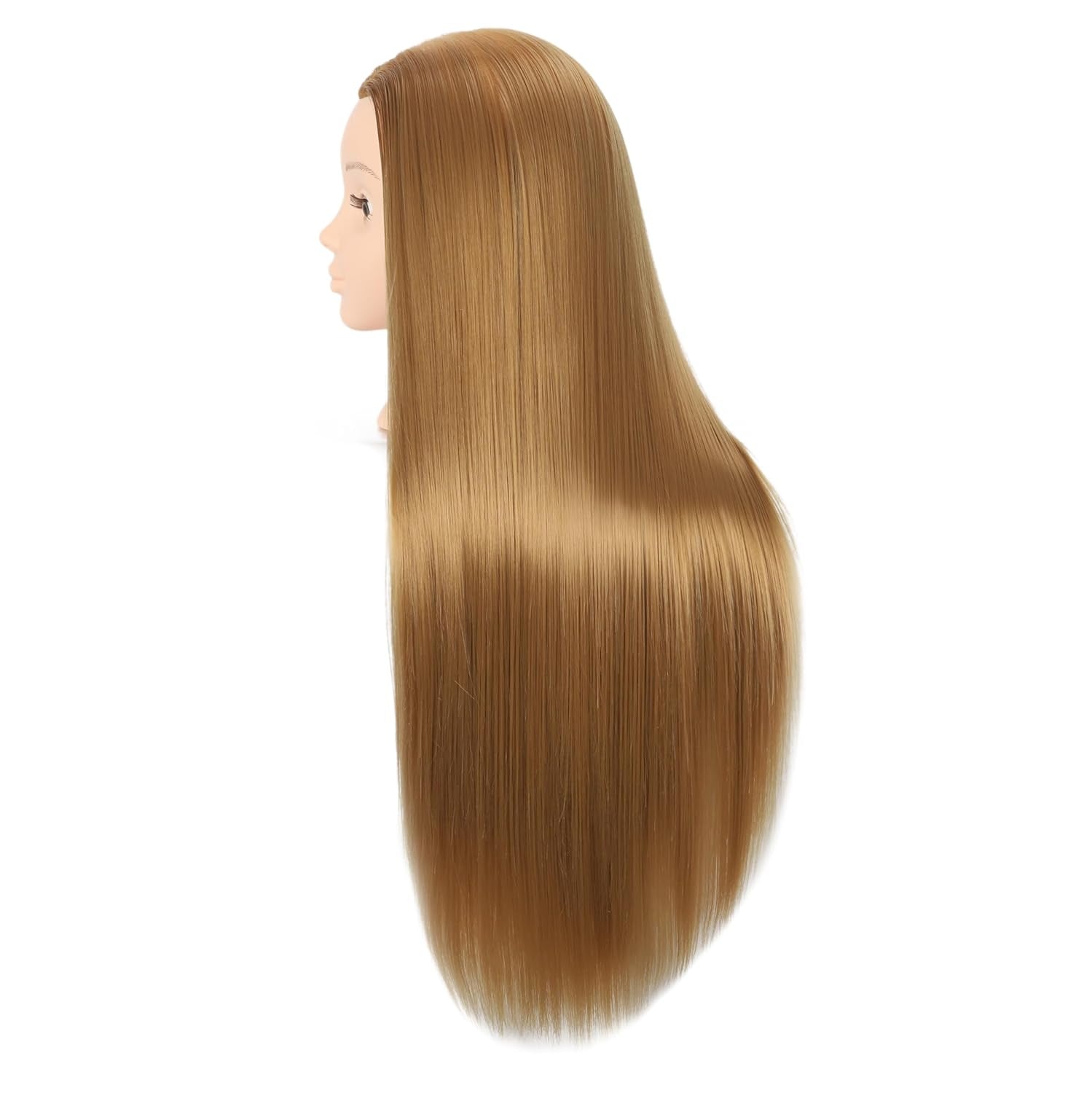 26"-28" Mannequin Head Hair Styling Mannequin Head for Hair Styling and Free Table Stand Training Head Manikin Cosmetology Doll Head with Long Fiber Hair Hairdresser Practice Head for Stylist