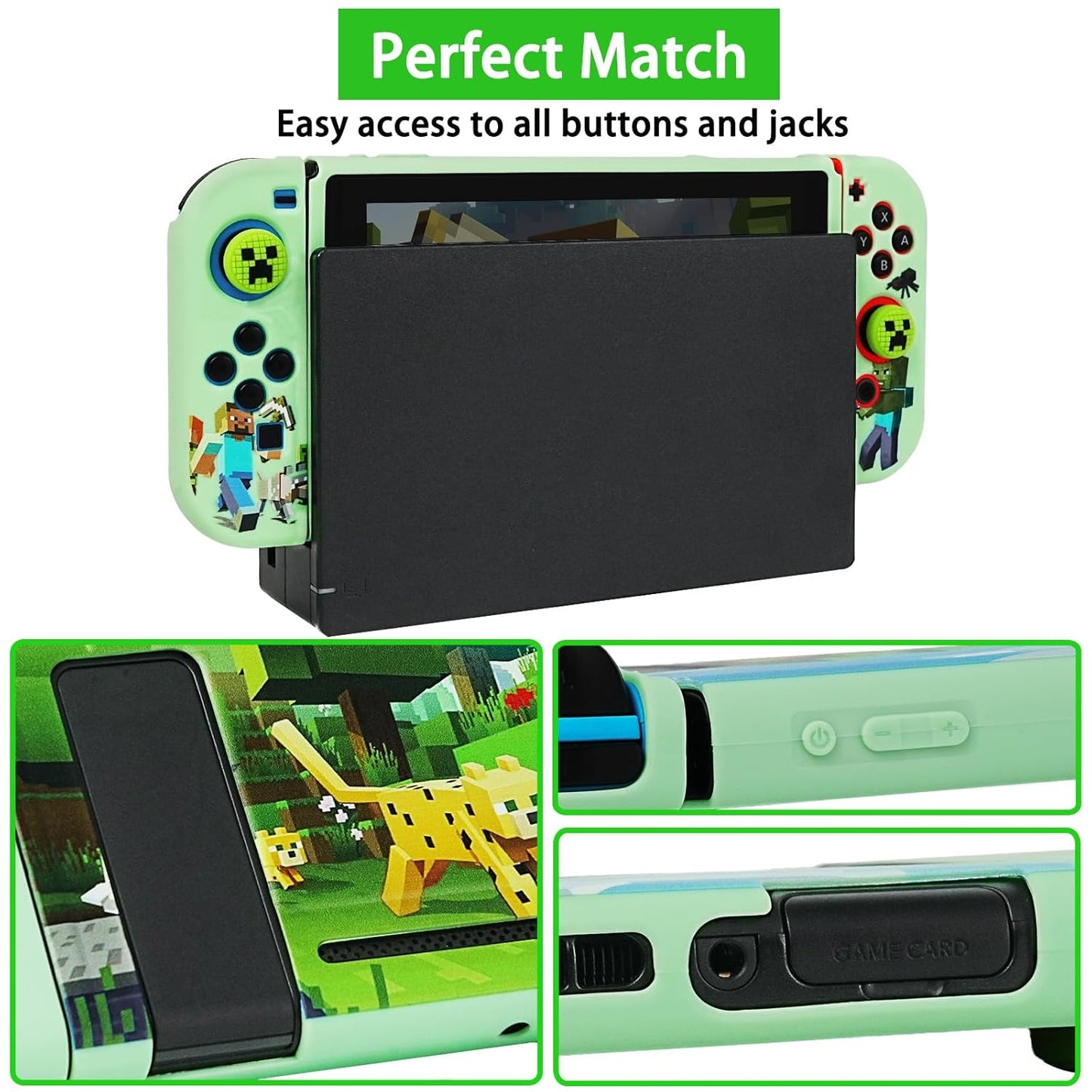 Carrying Case Accessories for Switch,Portable Travel Case with Soft Protective Case, Screen Protectors and Thumb Grip Caps, Green