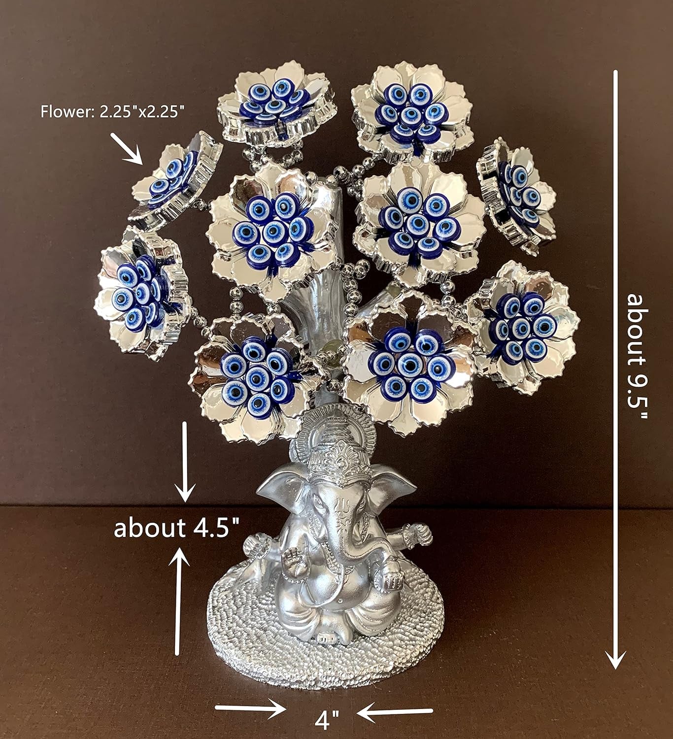 Turkish Nazar Blue Evil Eye Tree with Hindu Ganesha God Design Protection Blessing Home Office Decor-T12