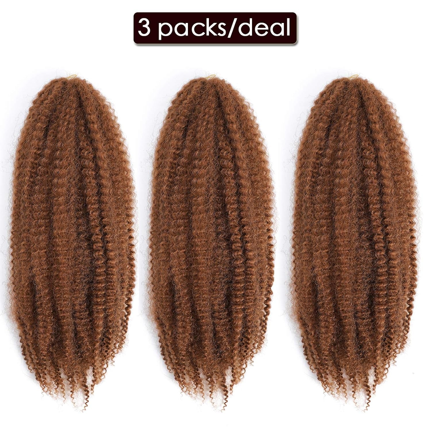 Marley Hair 24 Inch Marley Braiding Hair Marley Crochet Hair Long Afro Kinky Curly Crochet Hair Extensions 3 Packs (24 Inch (Pack of 3), 30)