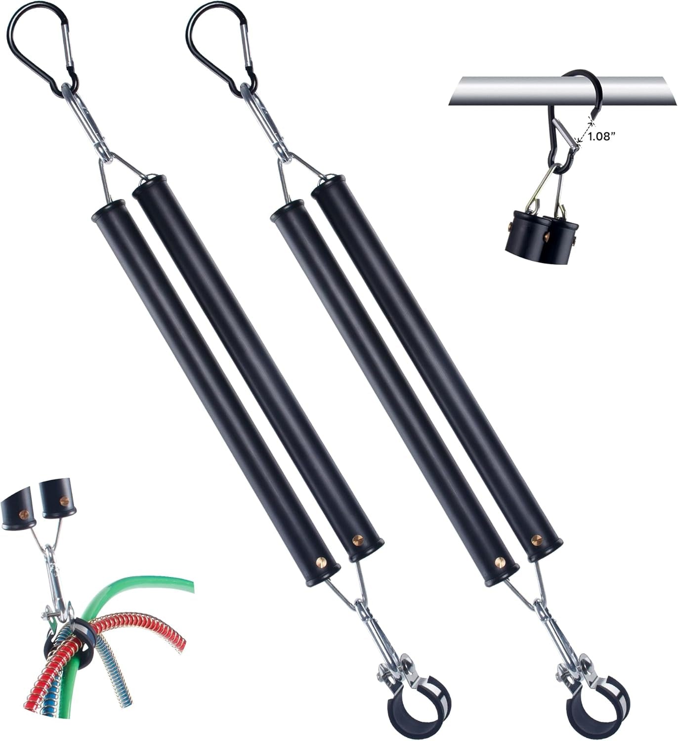 16” Double Tender Spring Kit, Dual Tender Spring for Suspending Trailer Air Line & Electric Cords, Tender Spring Assembly with Hanger Bracket for Semi Trucks Tractors Trailers