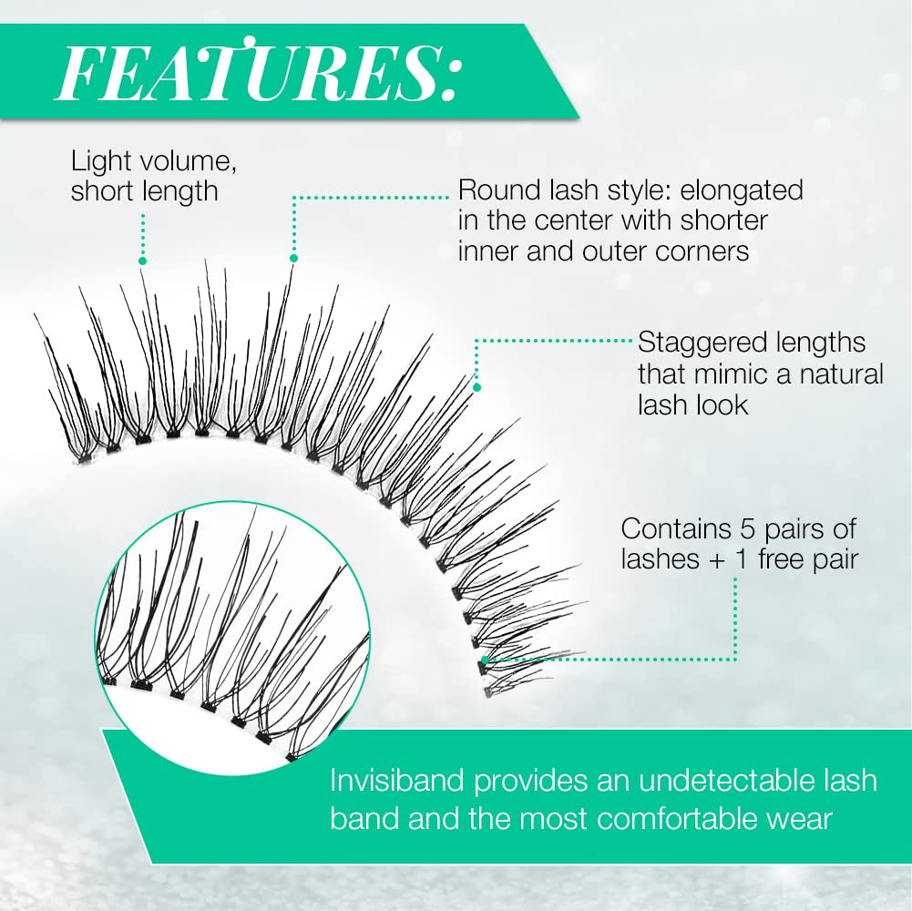 False Eyelashes, Natural 110, 5 Pair + Bonus Pair Multipack for Eye-Lifting Effect