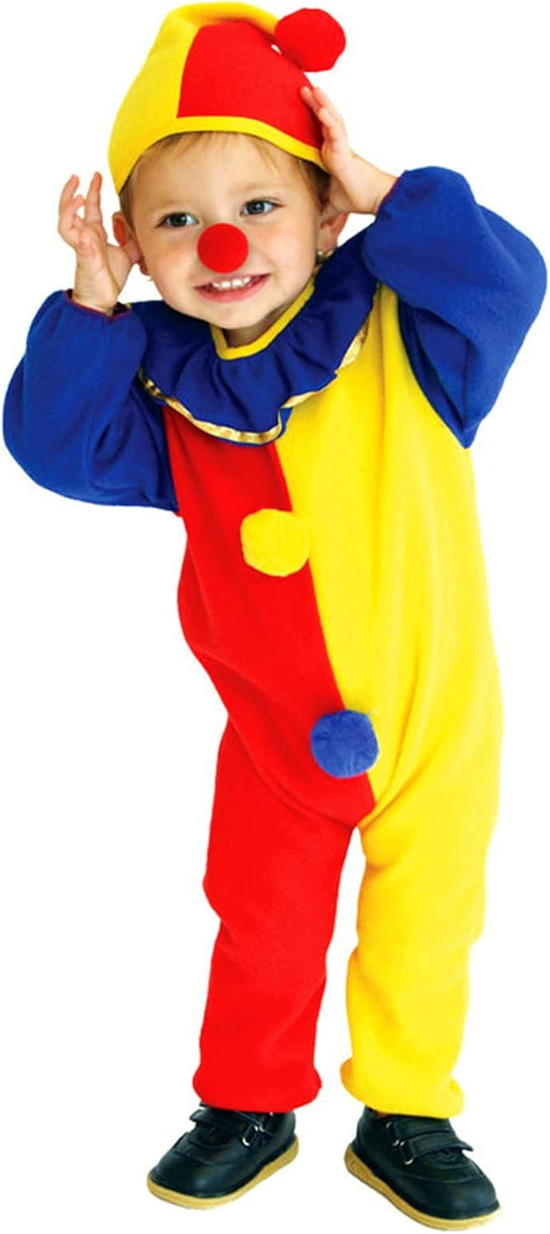 Halloween Costume Kids Child'S Clown Costumes Jumpsuits Kids Dress up with Clown Nose, Clown Hat