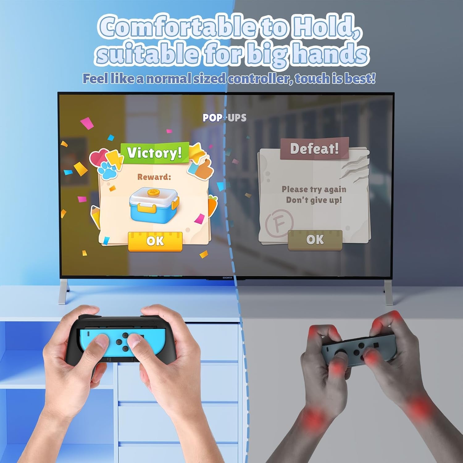 Grips for Nintendo Switch Joy-Con, Wear-Resistant Handle Kit for Switch Joy Cons Controller, 2 Pack (Black)