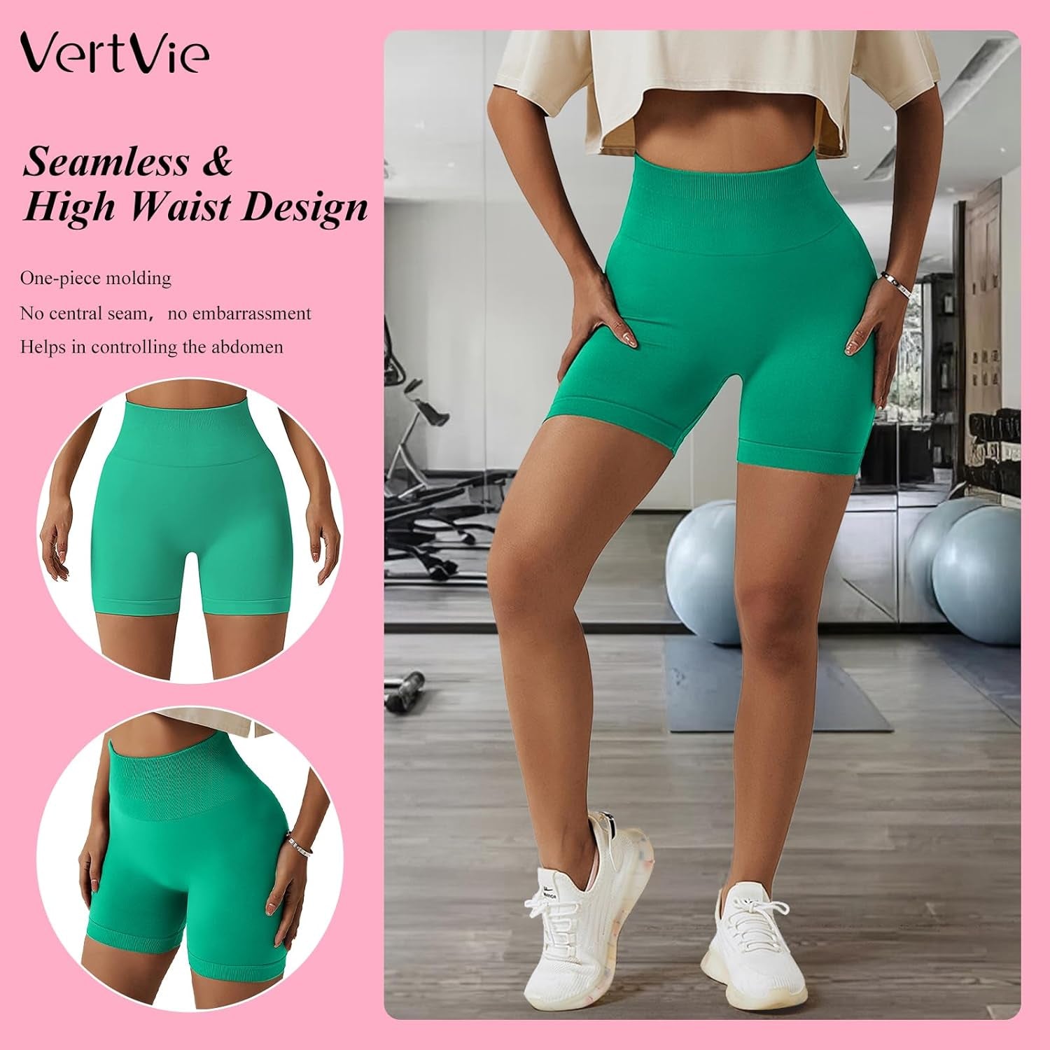High Waisted Gym Shorts Women Booty Scrunch Shorts Seamless Stretch Tummy Control Workout Yoga Shorts Leggings