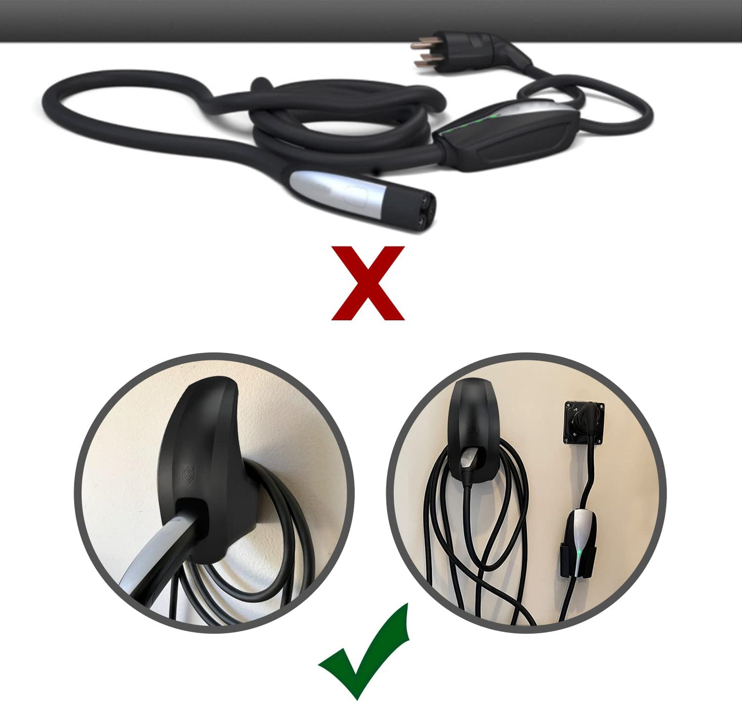 Charging Cable Holder with Chassis Bracket Compatible with Tesla Model 3 Model Y Model X Model S Charger Cable Organizer Car Accessories Wall Connector, Patent Approved (Black)