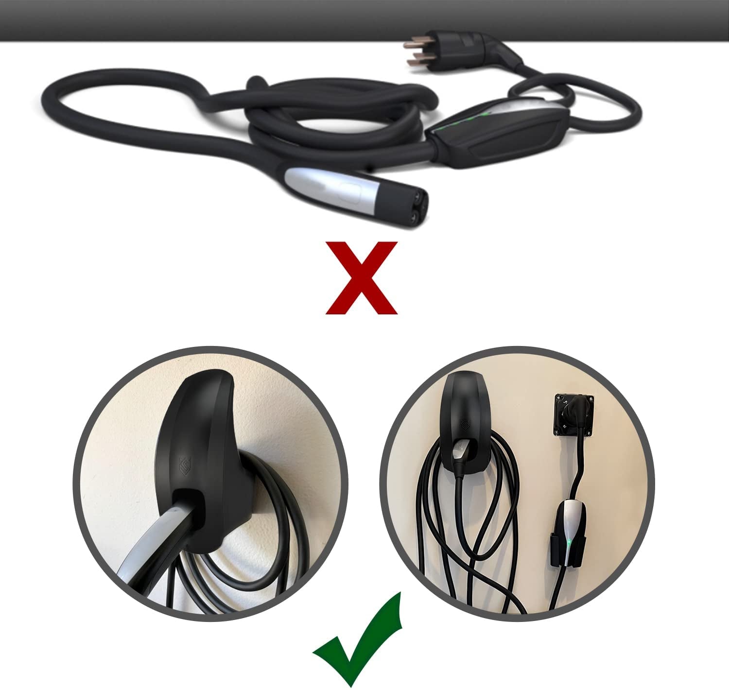 Charging Cable Holder with Chassis Bracket Compatible with Tesla Model 3 Model Y Model X Model S Charger Cable Organizer Car Accessories Wall Connector, Patent Approved (Black)
