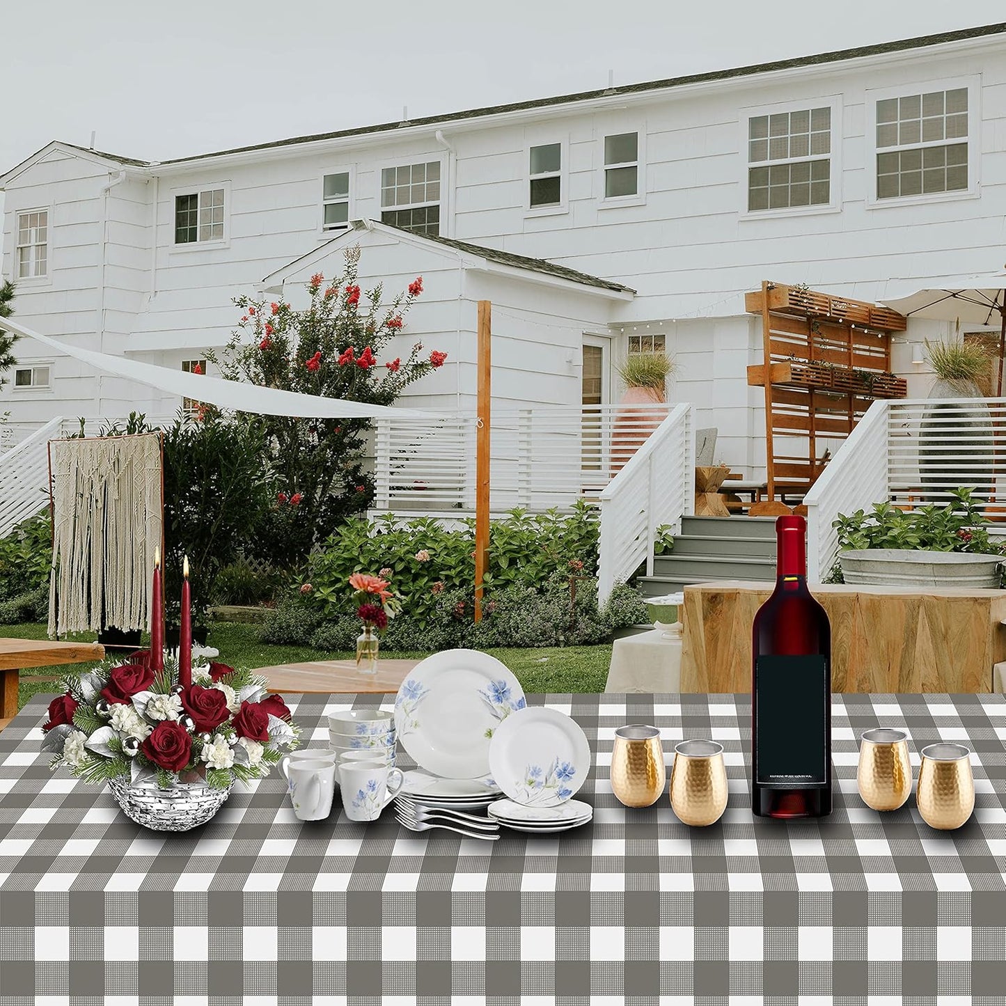 Plastic Tablecloths for Rectangle Tables 3 Pack 54" X 108" Party Table Cloths Disposable for 6 to 8 Foot Tables Indoor or Outdoor Parties Birthdays Weddings Christmas Anniversary Buffet Table