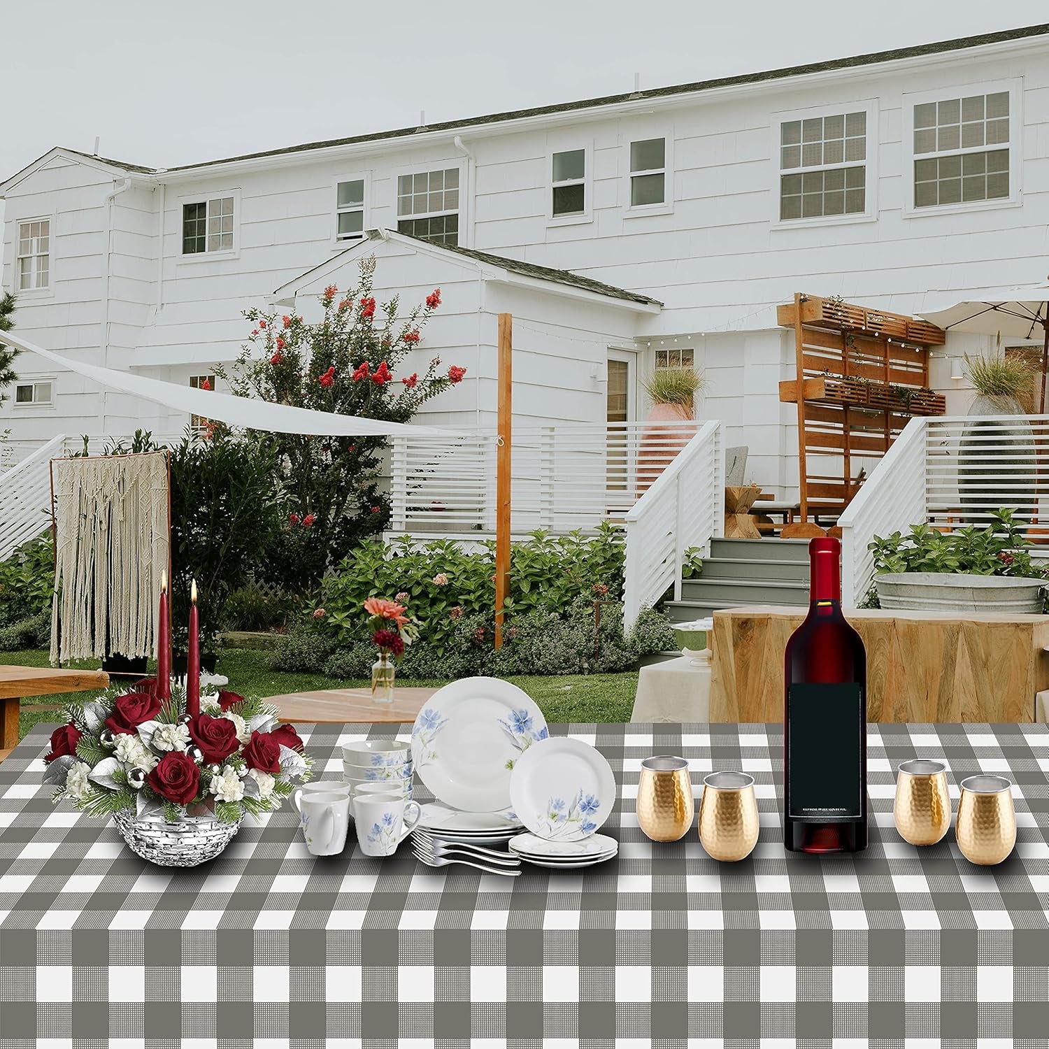 Plastic Tablecloths for Rectangle Tables 3 Pack 54" X 108" Party Table Cloths Disposable for 6 to 8 Foot Tables Indoor or Outdoor Parties Birthdays Weddings Christmas Anniversary Buffet Table