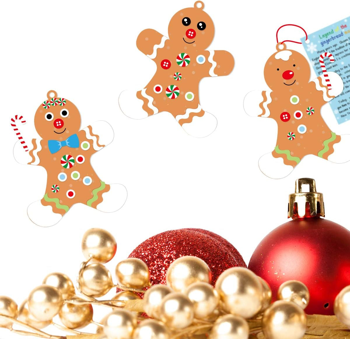 12 Gingerbread Man Craft Kit for Kids DIY Create Your Own Foam Gingerbread Man Ornament Self-Adhesive Sticker Sheets Fun Holiday Gifts