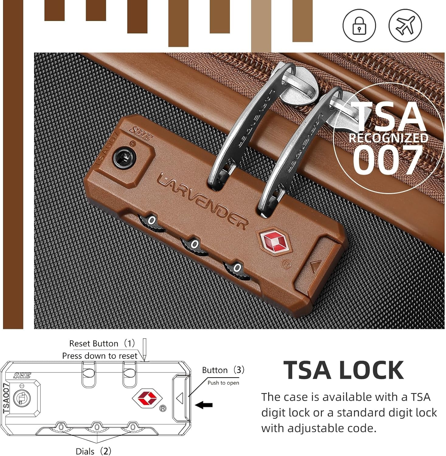 Luggage Sets 6 Piece Hardshell Expandable Suitcases with Spinner Wheels TSA Lock, Lightweight ABS Travel Carry on Suitcase Set for Women, Black Brown