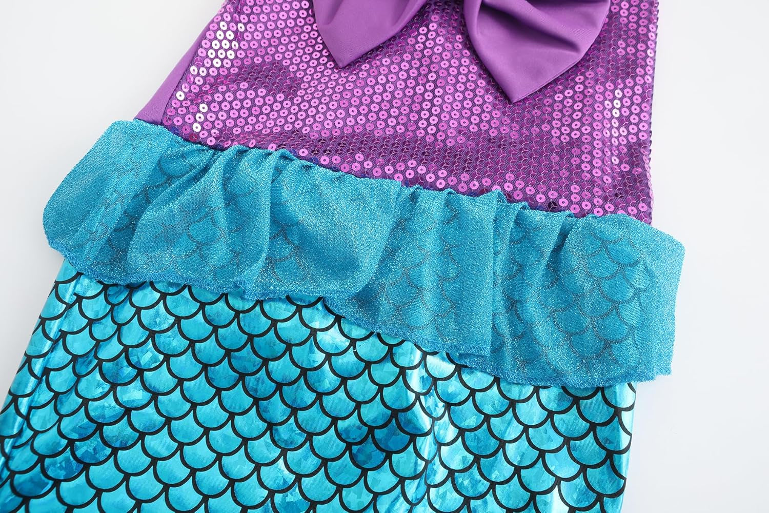 Mermaid Costume Dress for Girls Kids Ariel Princess Birthday Halloween Cosplay with Wig Accessories