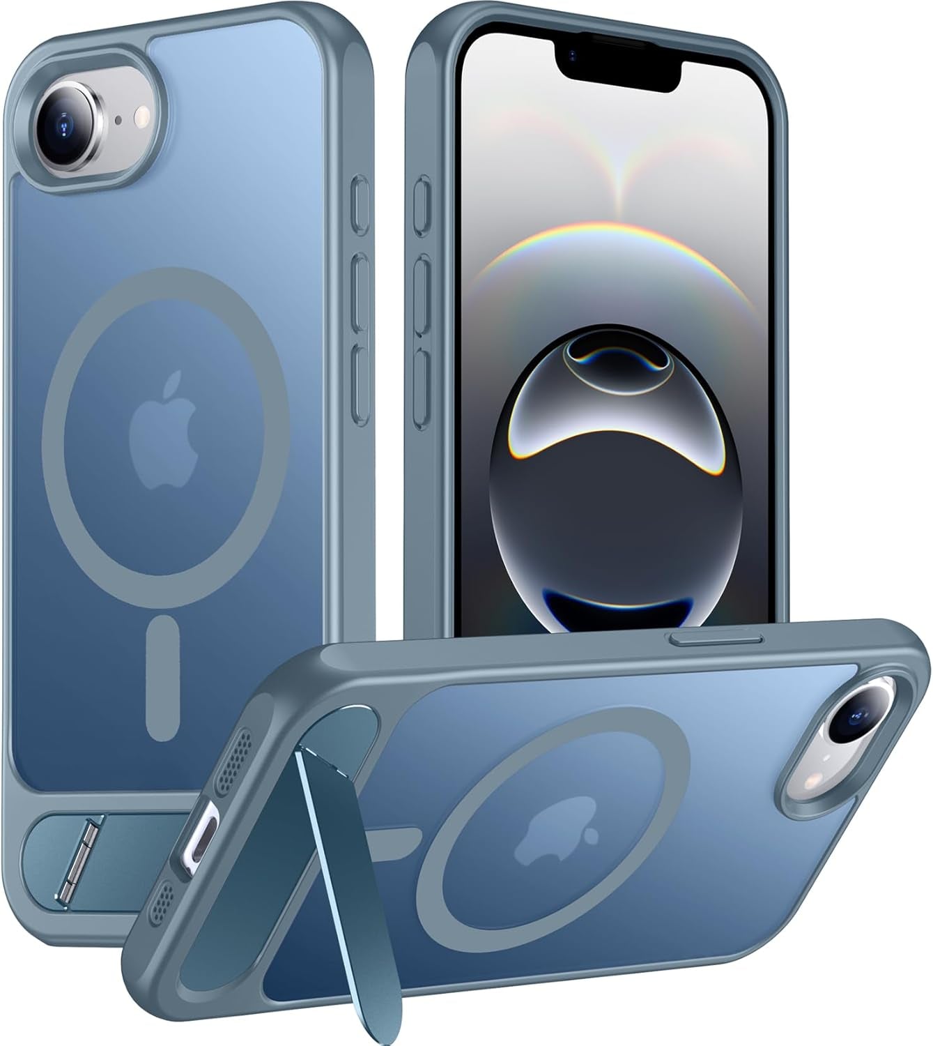 Magnetic Compatible with Iphone 16E Case, [Built-In Invisible Kickstand][Compatible with Magsafe][Military Grade Shockproof] Slim Translucent Matte Case for Iphone 16E 6.1" 2025