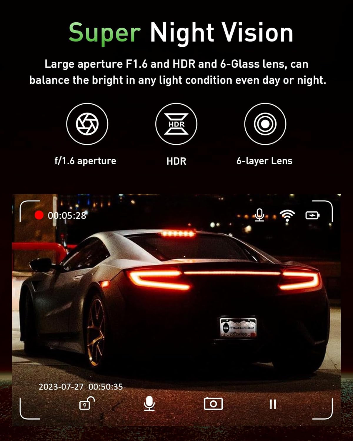 Dash Cam Front and Rear,4K+1080P Wifi Dual Dash Camera for Cars with App, 3" IPS Dashboard Camera Recorder,Night Vision,24H/7 Parking Mode, Loop Recording,170° Wide Angle,Free 64GB SD Card