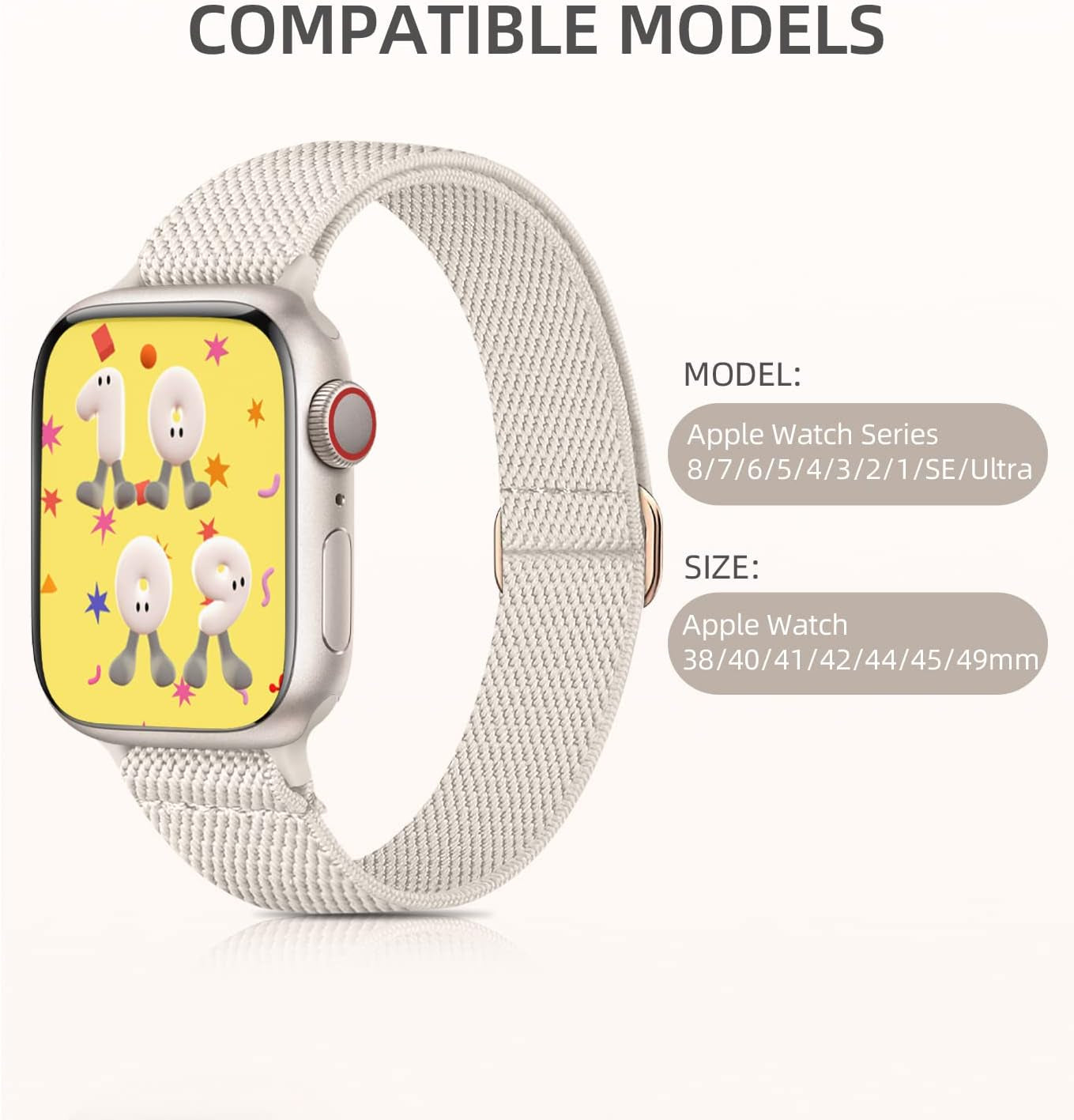 Compatible with Apple Watch Band 40Mm 38Mm 41Mm Iwatch Bands SE Series 8 7 6 5 4 3 2 1 for Women Men, 6 Pack Slim Stretchy Solo Loop Adjustable Thin Nylon Elastic Strap, 38 40 41 Mm, F