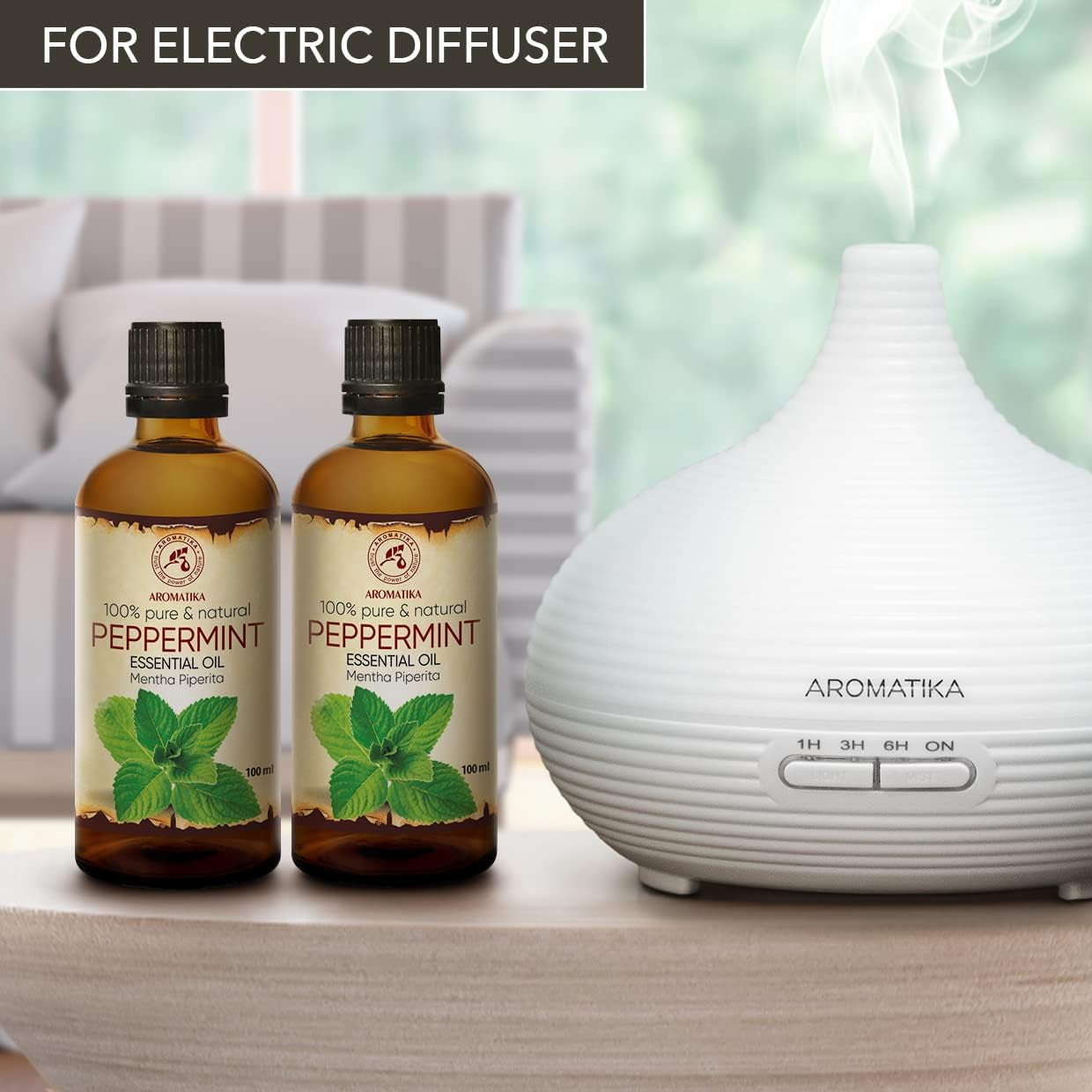 Peppermint Essential Oils 6.8 Fl Oz - 2X100Ml - Mentha Piperita - India - 100% Pure & Natural Oil - Best for Aromatherapy - Home Fragrances - Diffuser - Aroma Lamps - Skin Care TLBH