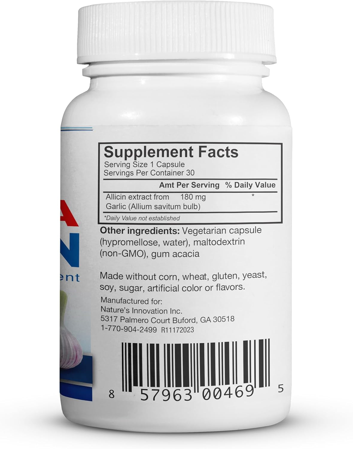 100% Pure Stabilized Allicin from Garlic, Odor-Controlled by Mega Allicin | 180,000Mcg (180Mg) Vegetarian (Vcaps) Non-Gmo, Gluten-Free | Derived from Allium Sativum (30 Count) TLBH