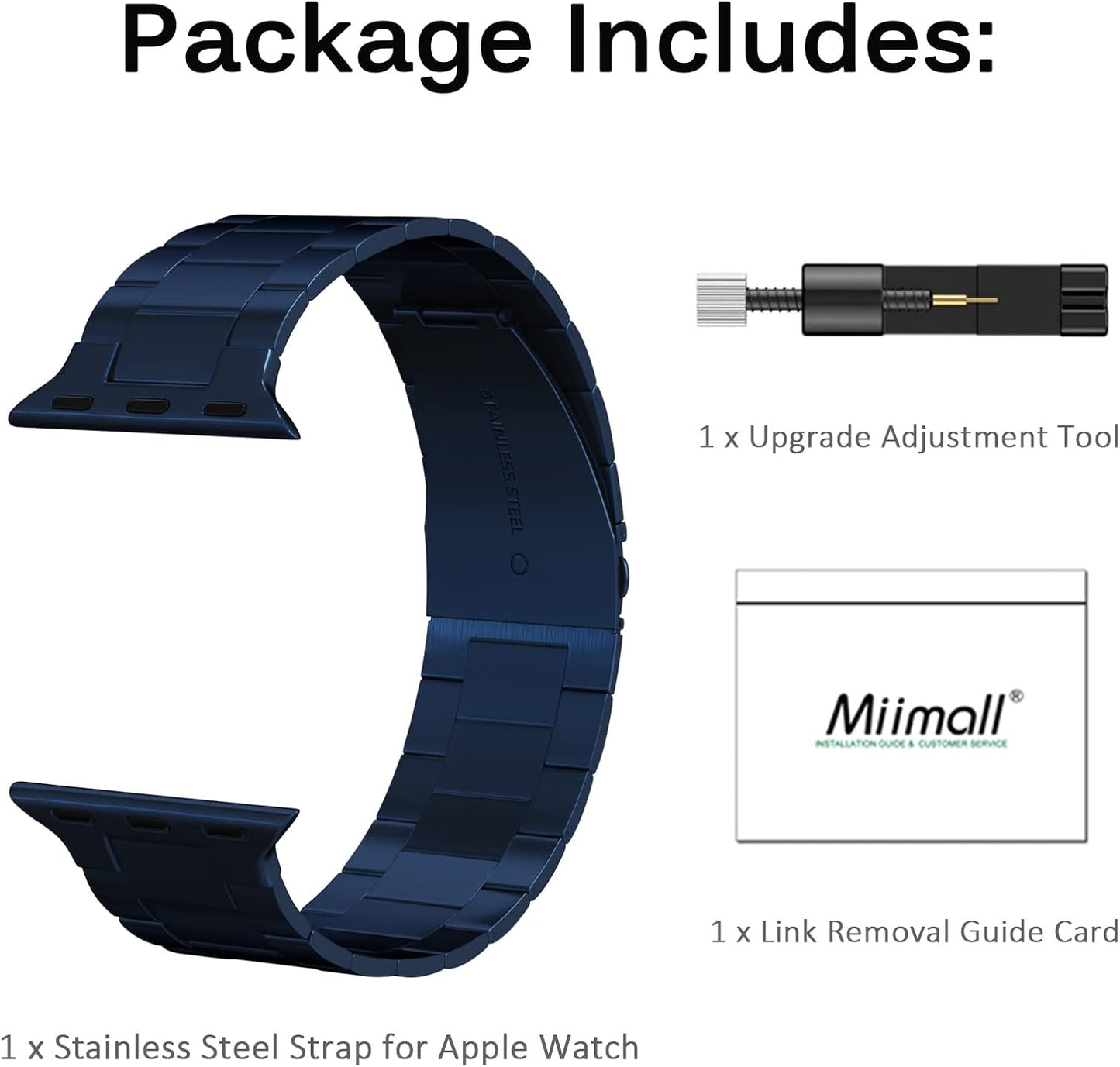 Compatible for Apple Watch Band 41Mm 38Mm 40Mm Strap Stainless Steel Metal for Women/Men Ultra- Thin Ajustable Band Strap for Apple Watch Series 9 8 7 6 5 4 3 2 1 SE2 SE Blue
