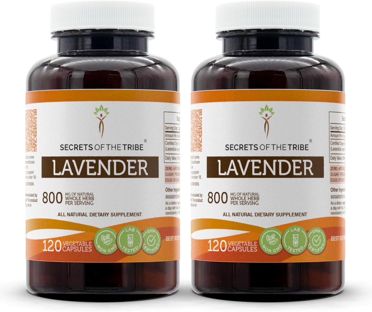 Lavender 120 Capsules(2 Pcs.), 800 Mg, Lavender (Lavandula Angustifolia, Lavandula X Intermedia) Dried Flowers (2X120 Capsules) TLBH