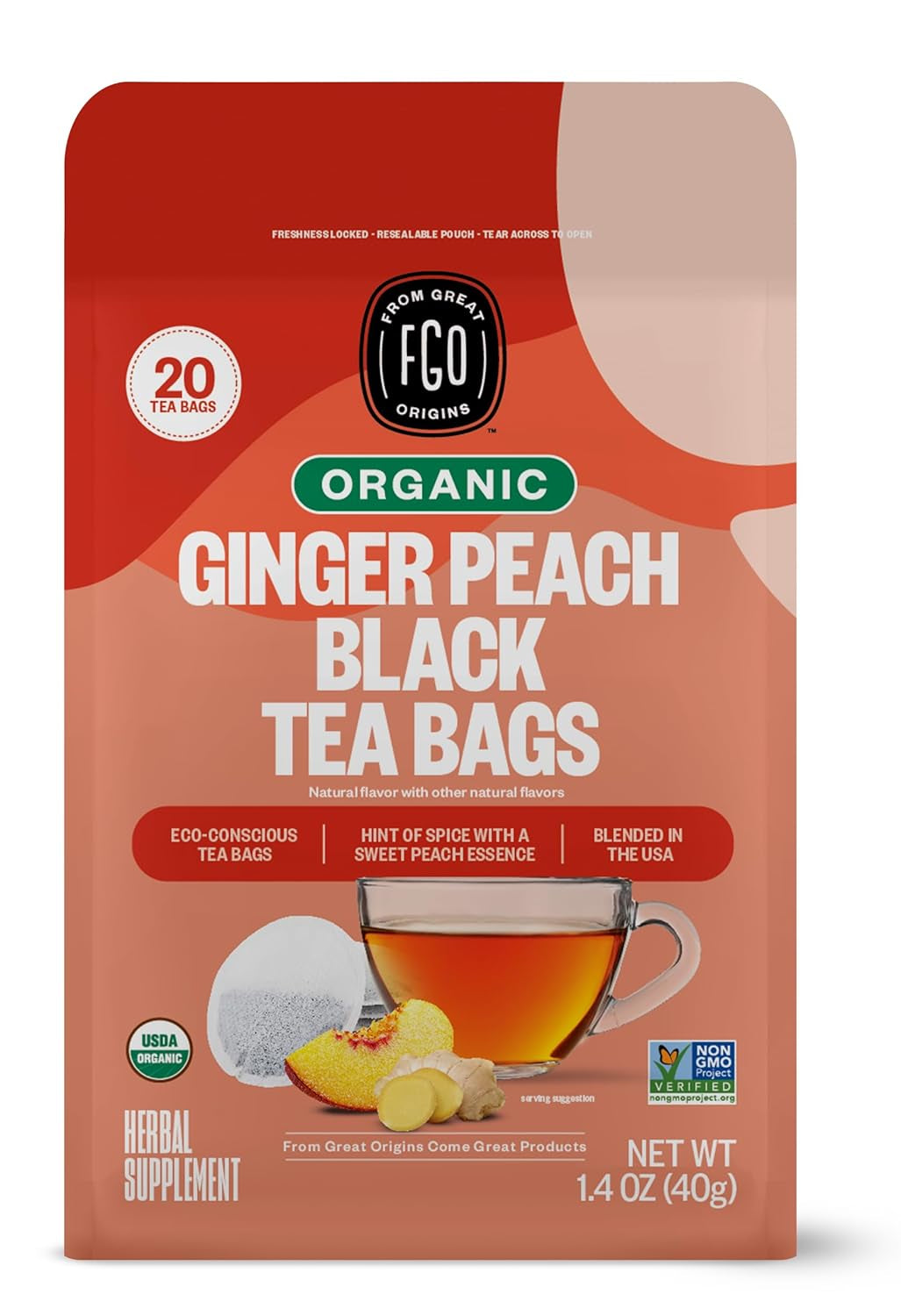 Organic Tulsi Holy Basil Tea, 100 Count, Eco-Conscious Herbal Tea Bags, Resealable Bag, Caffeine Free, Packaging May Vary (Pack of 1) TLBH