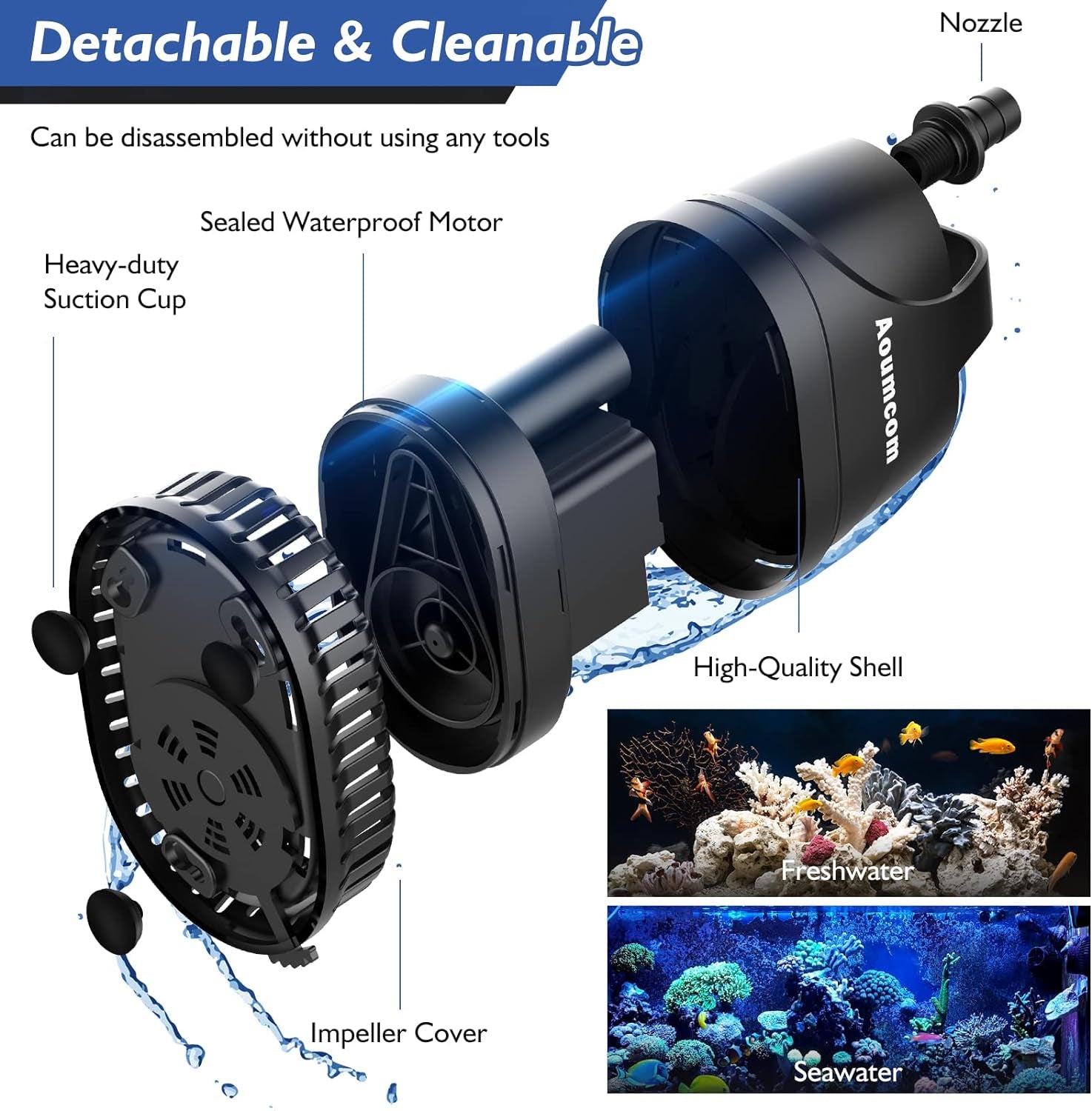 800GPH Submersible Water Pump, 40W Fountain Pump, Sump Pump, Pond Pump, 3000L/H Water Pump with 7Ft Power Cord for Aquarium, Water Table, Waterfall, Fish Tank, Hydroponics