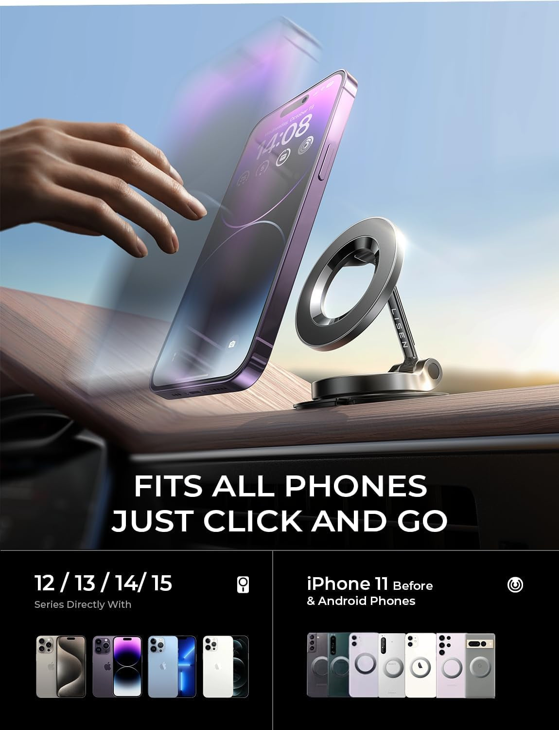 Tesla Phone Mount [Screen and Dashboard], Tesla Phone Holder, for Magsafe Car Mount Tesla Model 3 Y Phone Mount Holder for Iphone 15 14 13 12 Fits All Phones, Tesla Model 3 Y X S Accessories