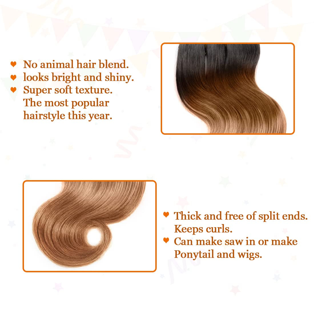Ombre Human Hair Bundles Body Wave 4 Bundle Human Hair 12A Virgin Unprocessed Human Hair Short Bundles Ombre Blonde Bundles(8888，1B/30）