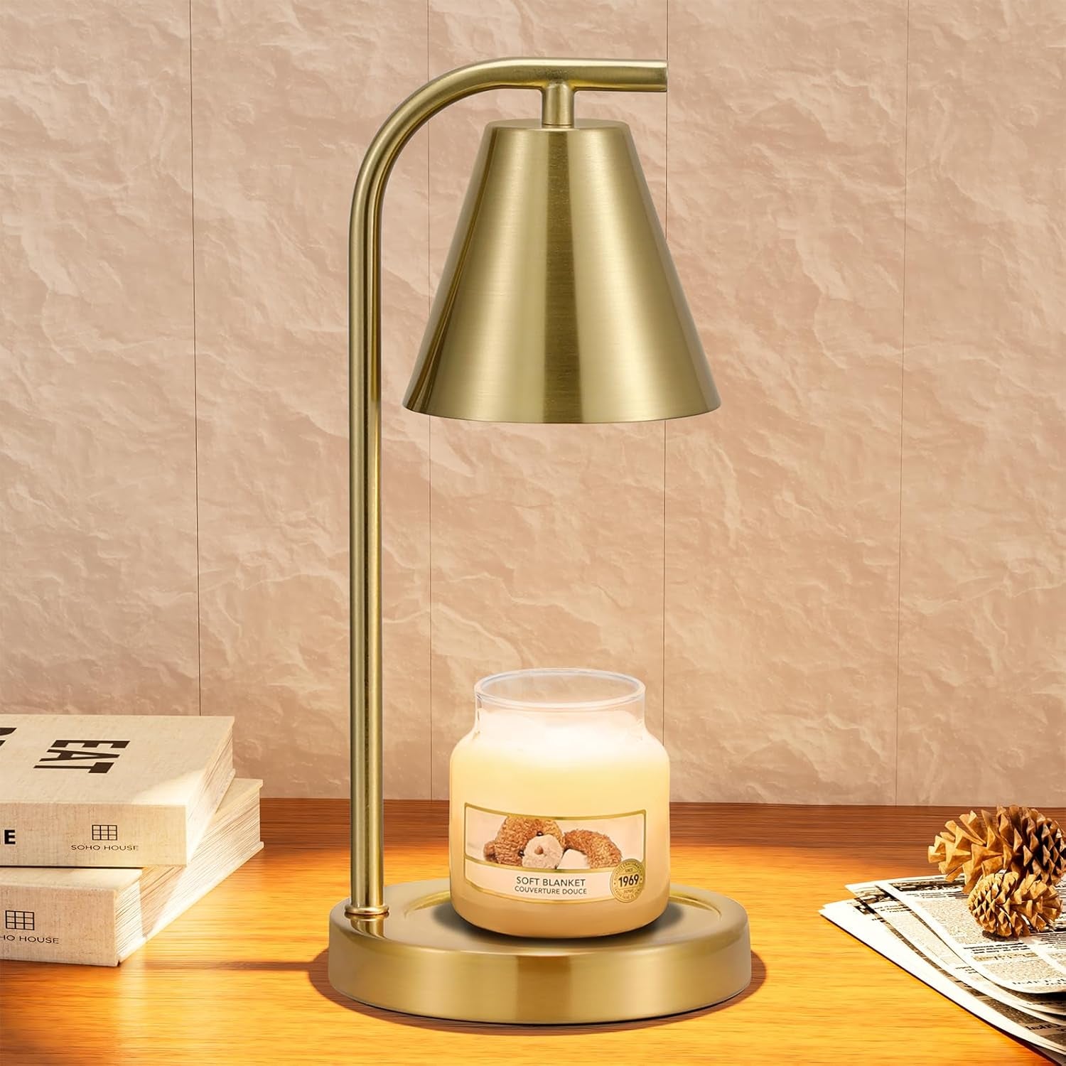 White Candle Warmer with Timer - Electric Candle Lamp for Scented Wax with 2 Bulbs - House Warming Gifts for Women