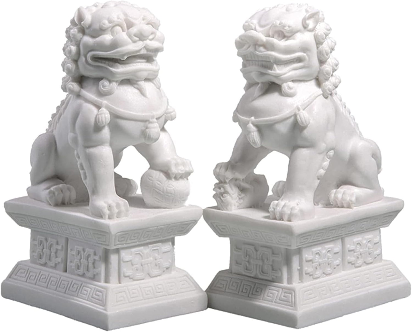 Foo Dogs Statues Pair, Chinese Fu Foo Dogs Guardian Lion Statues Beijing Lions Ornaments 2024 Feng Shui Home Decor Indoor Outdoor Ward off Evil Energy (Small)
