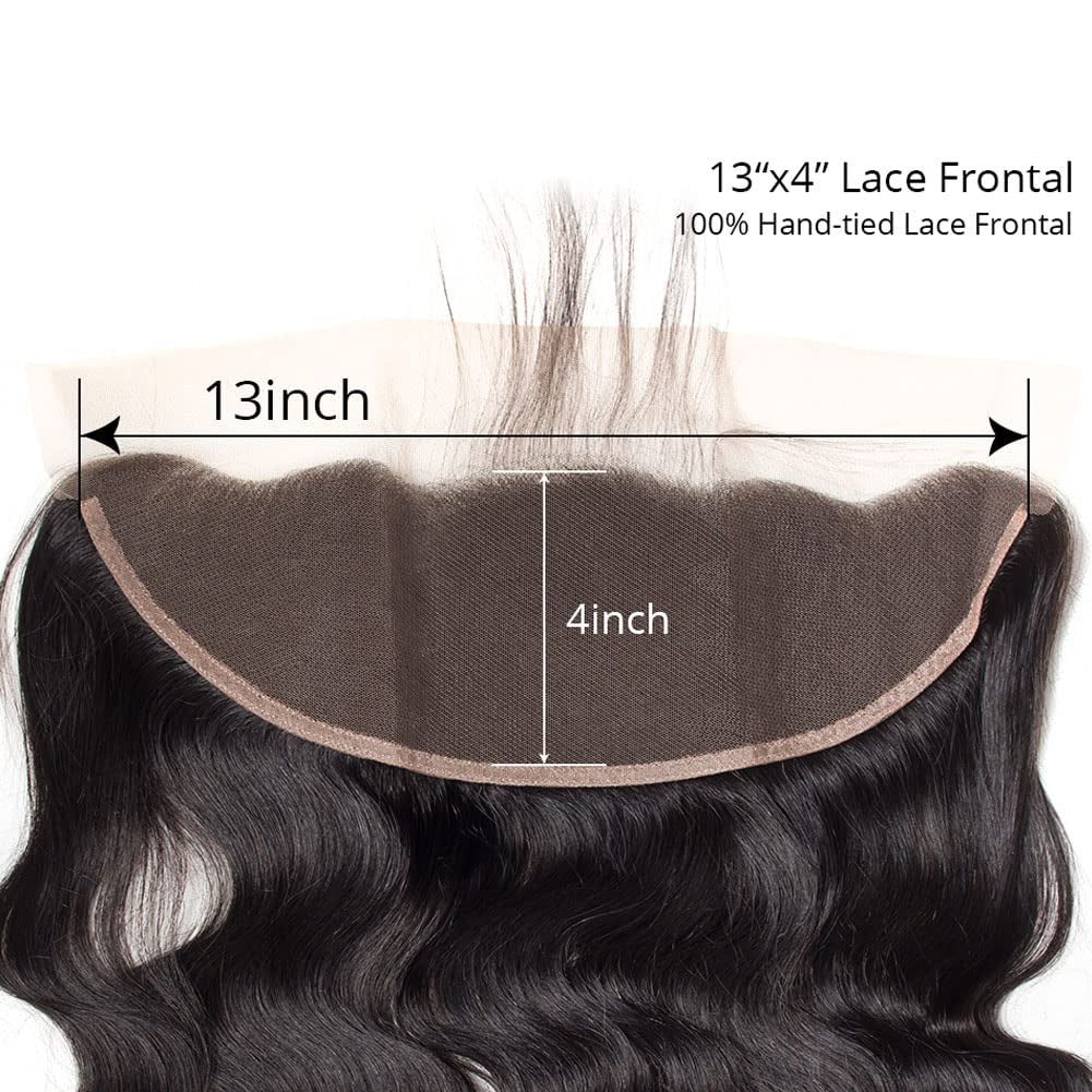 12 Inch 13X4 HD Lace Frontal Closure 100% Brazilian Virgin Human Hair Body Wave Ear to Ear Transparent Lace Frontal Pre Plucked with Baby Hair