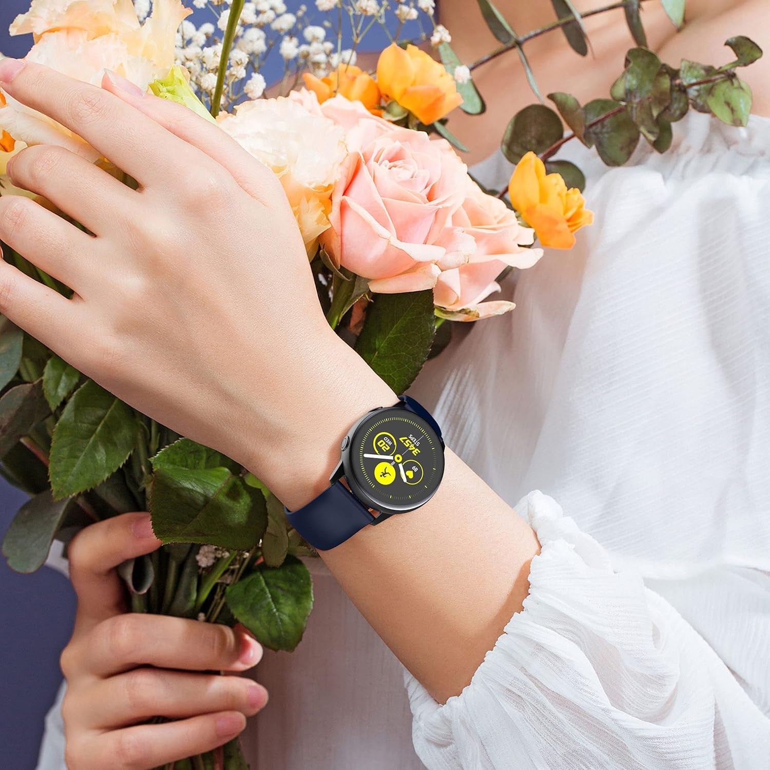 Bands Compatible with Samsung Galaxy Watch 4 Band 40Mm/44Mm and Samsung Active 2 Bands 40Mm/44Mm,20Mm Silicone Watch Band for Galaxy Watch 3 41Mm/Galaxy Watch 42Mm/Gear S2 Classic Women Men