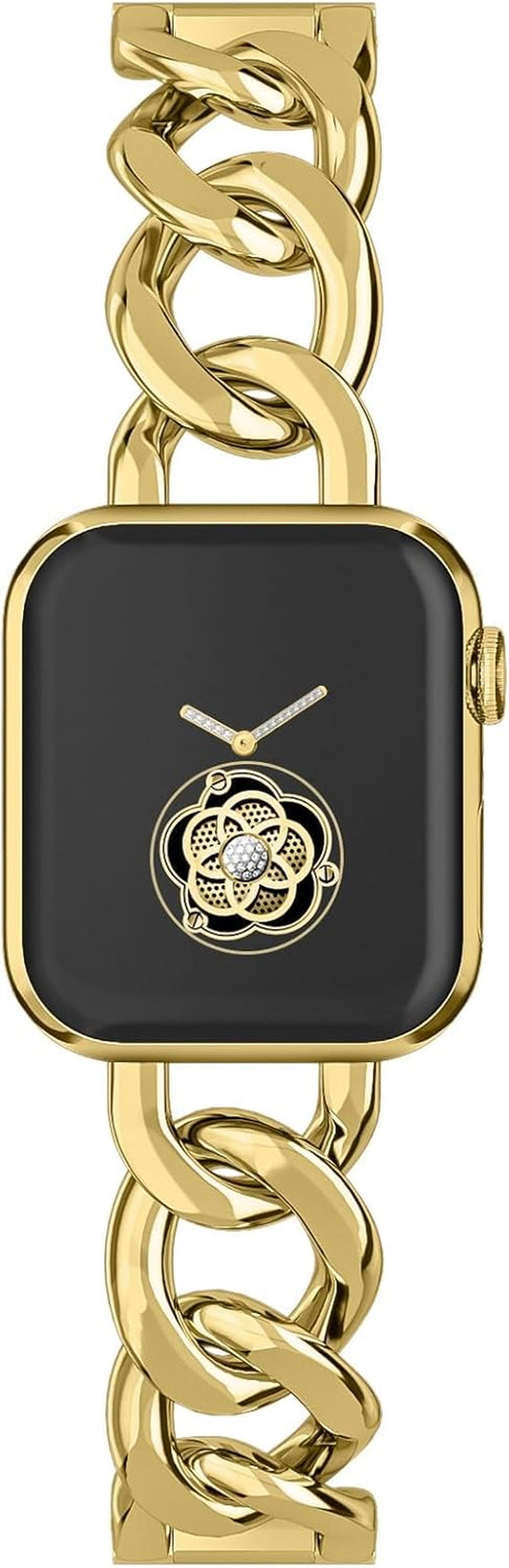 Compatible with Apple Watch SE Series 8 Series 7 6 5 4 3 2 1 Strap 45Mm 44Mm 42Mm 41Mm 40Mm 38Mm Ultra 49Mm Women'S Metal Linked Watch Band Steel Chain Iwatch Gold Bracelet