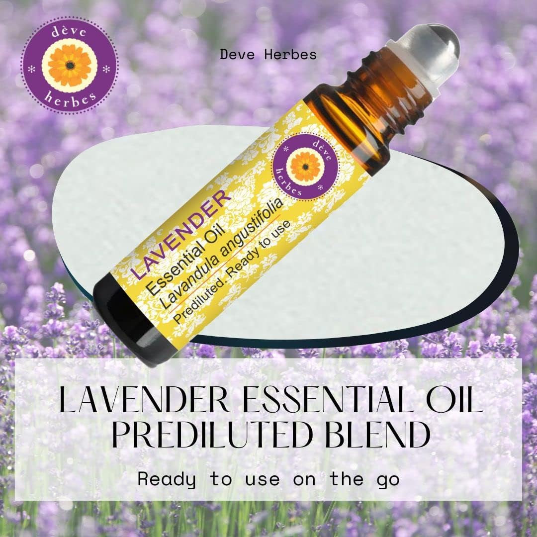 Lavender Essential Oil (Lavandula Angustifolia) Pre Diluted Ready to Use Roll-On Blend for Aromatherapy and Topical Skin Application for Kids and Adults 10Ml (0.33 Oz) TLBH