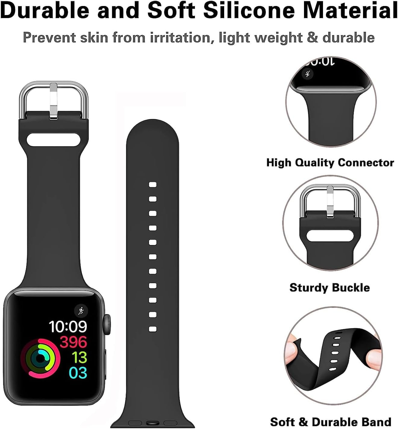 4 Pack Sport Band Compatible Apple Watch Bands 45Mm 44Mm 42Mm 41Mm 40Mm 38Mm Silicone Apple Watch Soft Sport Straps Iwatch Apple Watch Series 8 7 6 5 4 3 2 1 SE Women Mens