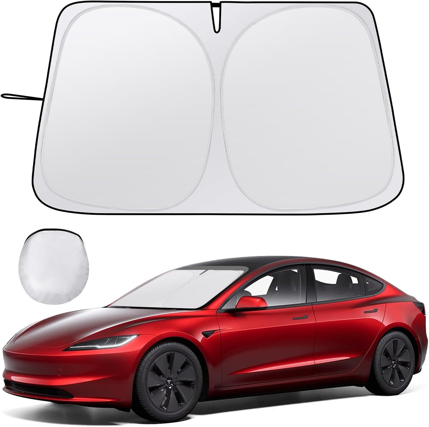 Car Windshield Sunshade for Tesla Model Y/3 - Folding Front Window Sun Shade Cover with Upgraded UV Protection Fabric, Professional Accessories for Tesla Model 3/Y 2016 to 2024 with a Storage Bag