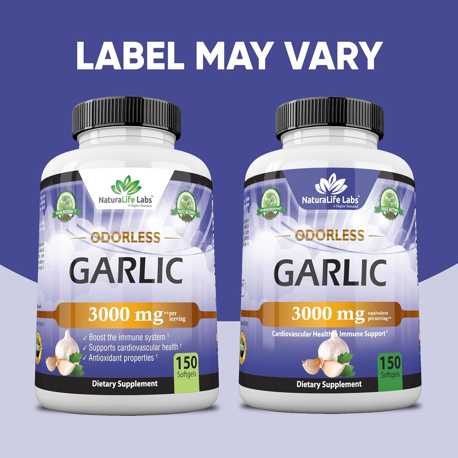 Odorless Garlic 3000 Mg per Serving Immune System Support - 150 Soft Gels TLBH