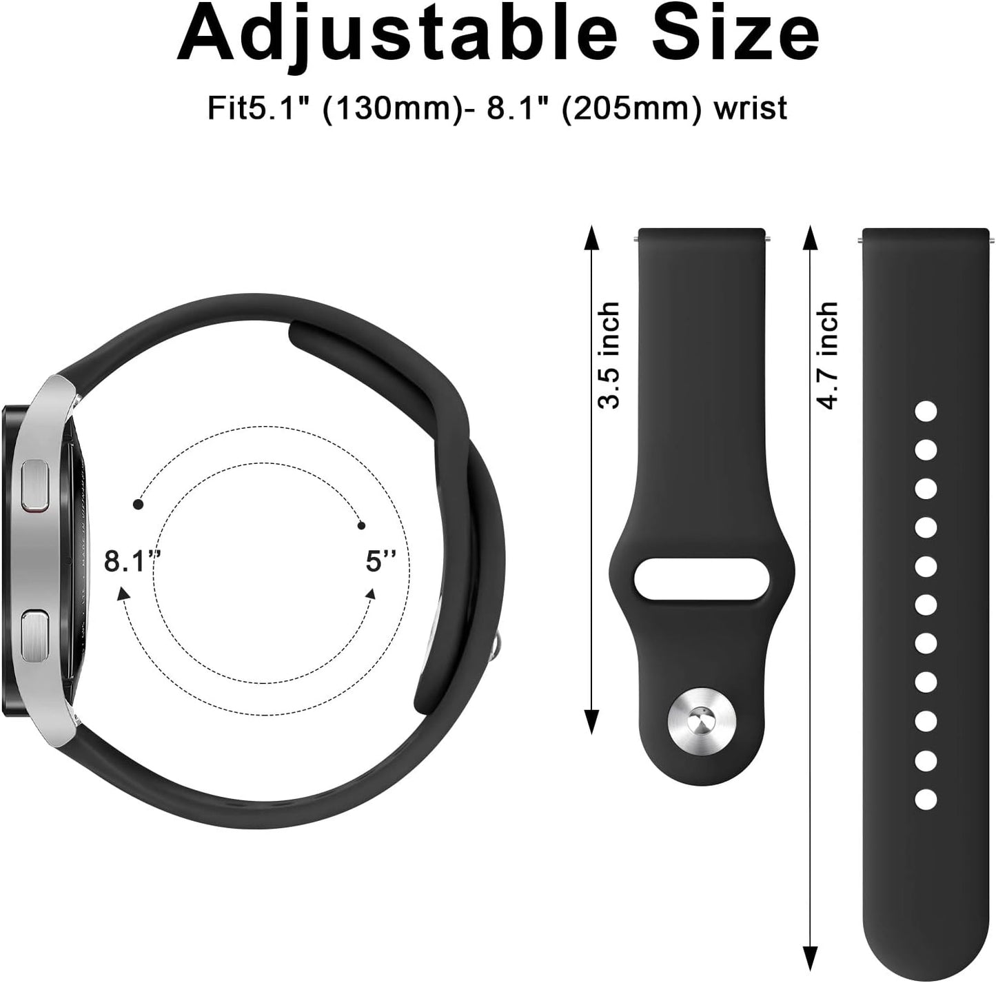 Bands Compatible with Samsung Galaxy Watch 5 Band 40Mm 44Mm, Galaxy Watch 5 Pro Bands 45Mm, 20Mm Soft Silicone Sport Replacement Strap for Galaxy Watch 5 Band Women Men