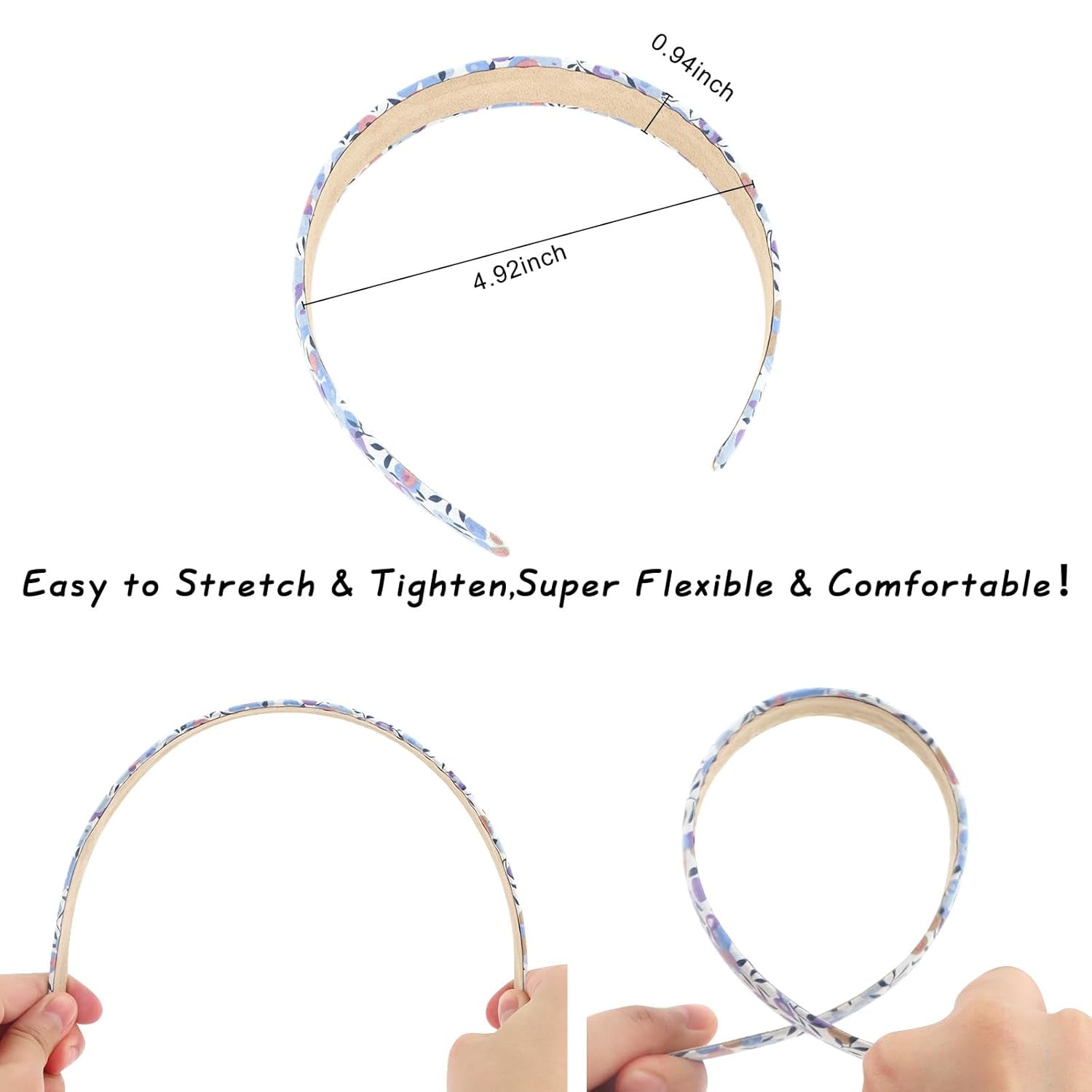 12Pcs Headbands for Women Girls Summer Flower Floral Plain Checked Plaid Printed Headbands Hairbands Y2K Diy Costume Hair Accessories Women Girls Diademas Coreanas Para Mujer Gifts