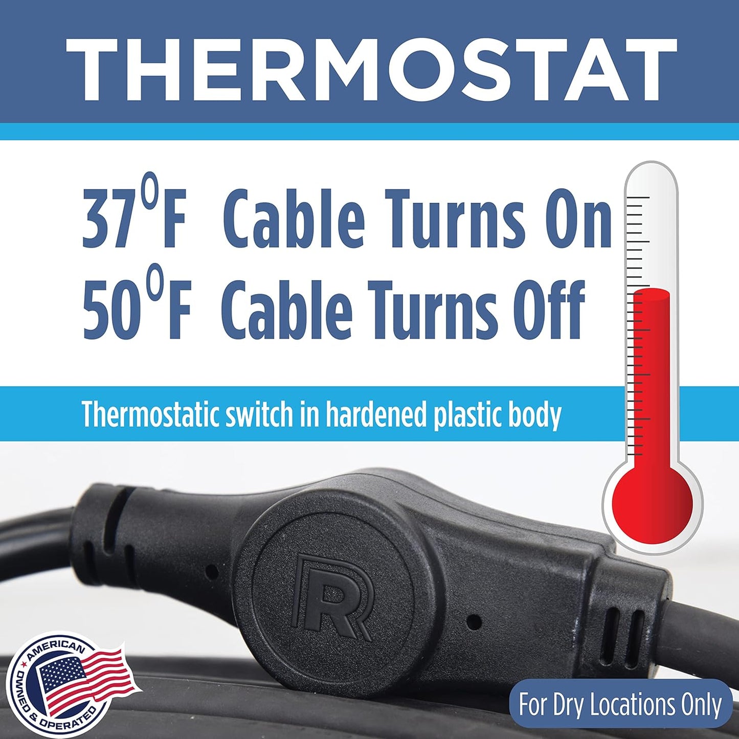 Intelligent Heat Tape for Water Pipe Freeze Protection - with Glowcap™, Built-In Thermostat, Tape Included, 10 YR Warranty, Heavy-Duty, Self-Regulating, 120V (60 Ft)