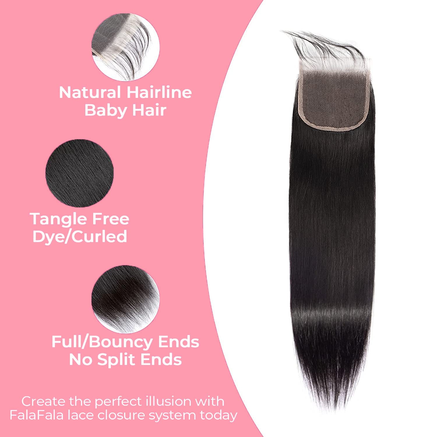 5X5 Lace Closure Human Hair Transparent Lace Frontal Closure Pre Plucked with Baby Hair 100% Brazilian Virgin Hair 12 Inch 150% Density Free Part No Split Closure Natural Color (12 Inch)