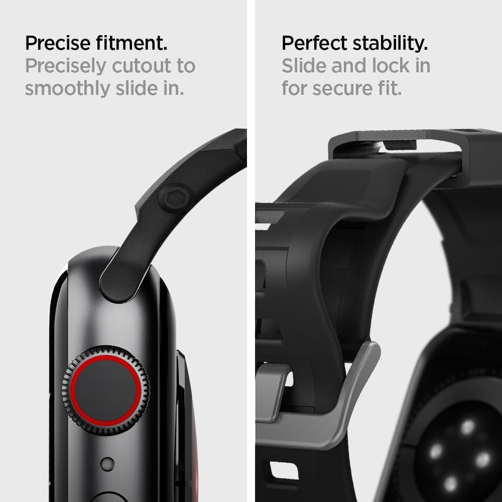 Rugged Band Designed for Apple Watch Band for Apple Watch Ultra 2/Ultra 49Mm, Series 10 46Mm, 9/8/7 45Mm, SE2/SE/6/5/4 44Mm, 3/2/1 42Mm - Matte Black