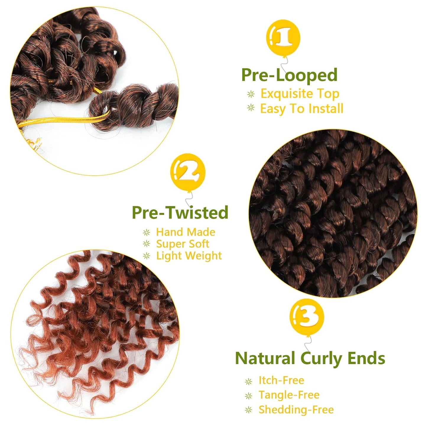 Passion Twist Hair 8 Inch, 8 Packs Passion Twist Crochet Hair for Black Women, Prelooped Crochet Twist Hair with Curly Ends (8Inch, T350#)