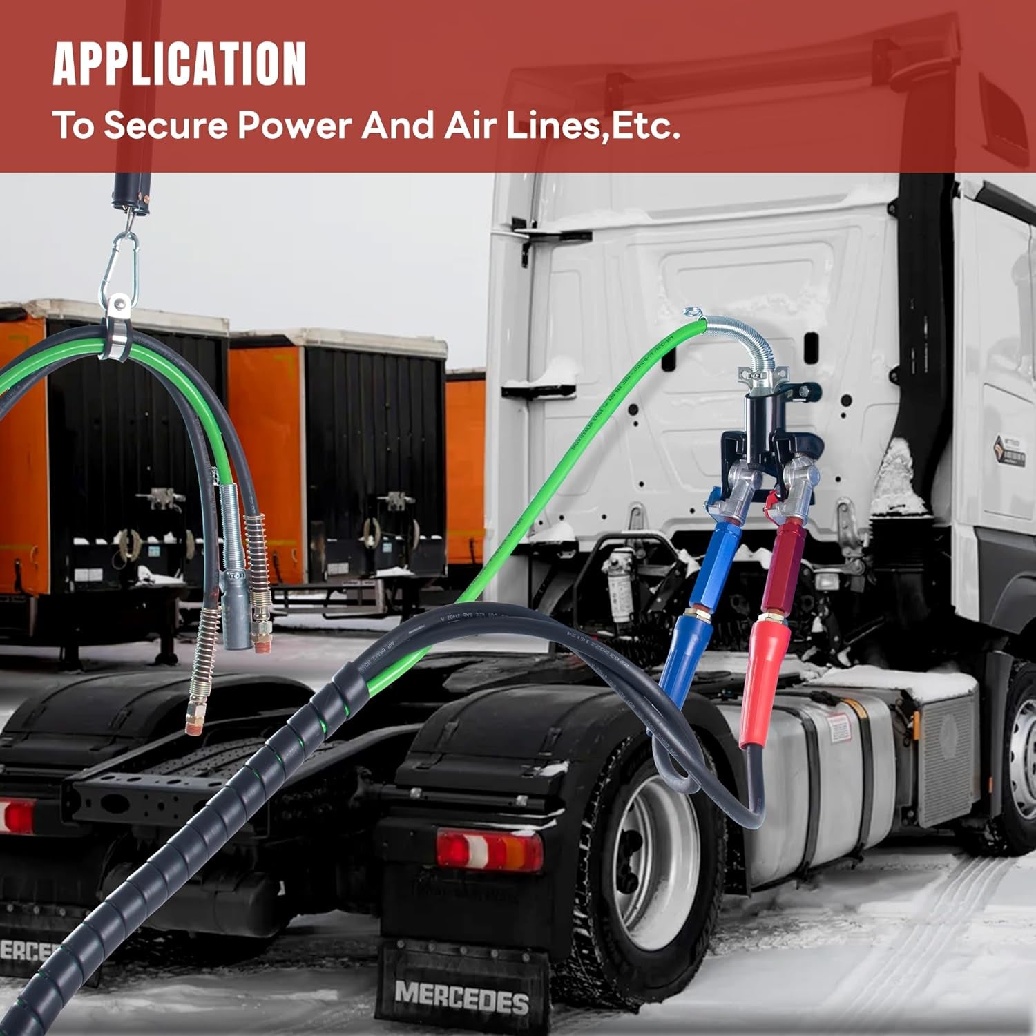16” Double Tender Spring Kit, Dual Tender Spring for Suspending Trailer Air Line & Electric Cords, Tender Spring Assembly with Hanger Bracket for Semi Trucks Tractors Trailers