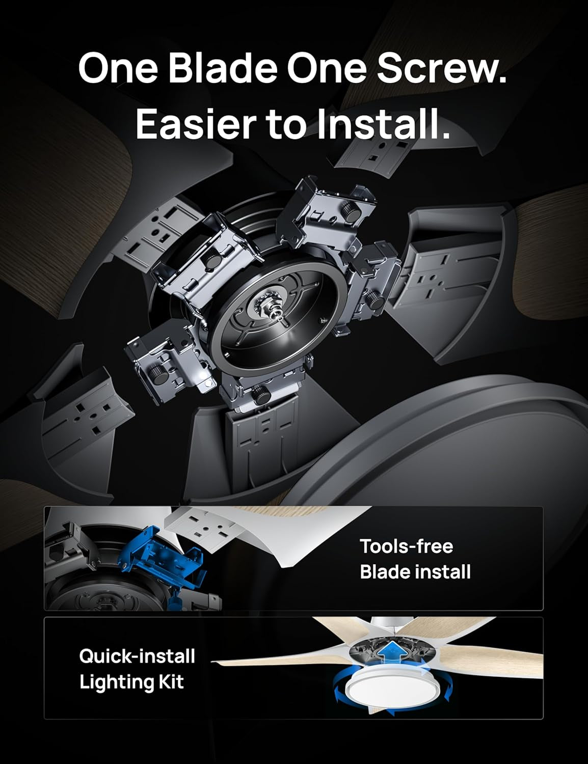 Smart Ceiling Fans with Lights, Low Profile Ceiling Fan with Alexa/App, 52'' Dimmable Lighting & Color Tuning, RGB Ambient Light for Living Room, Game Room, Easy Installation, Quiet, White