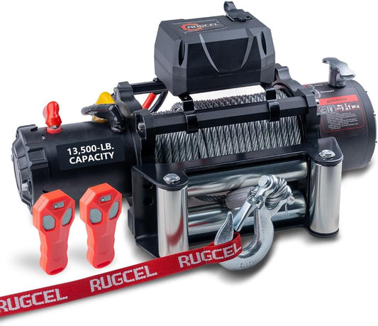 13500Lb Waterproof Electric Truck Winch 12V Steel Rope Jeep Winch with Roller Fairlead, Wired Handle and 2 Infrared Remote,For UTV ATV & Jeep Truck and Wrangler in Car Lift TRUCK DRIVER