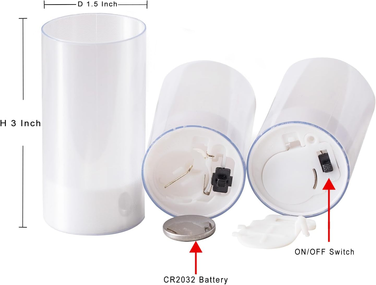 Flameless Candles, Battery Operated LED Pillar Candles, D1.5 X H3 Inch, Flickering Warm White Long Flame-Effect Light, Romantic Electronic Fake Votive Candles, Set of 12 (Warm White)