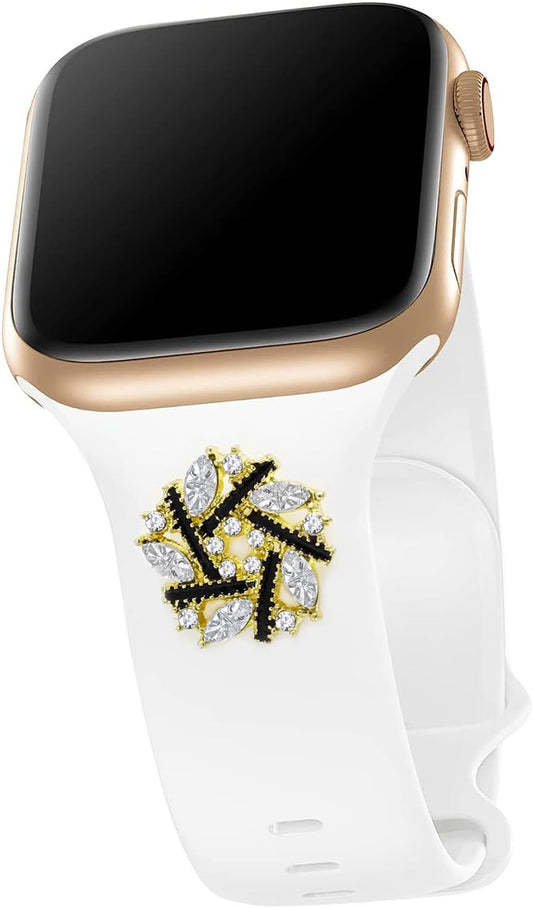 Designer Silicone Watch Band Compatible with Apple Watch 41Mm 40Mm 38Mm 45Mm 44Mm 42Mm 49Mm, Cute Women Iwatch Bracelet Charm Strap, Fancy Wristband for Series Ultra 8 7 6 5 4 3 2 1 SE