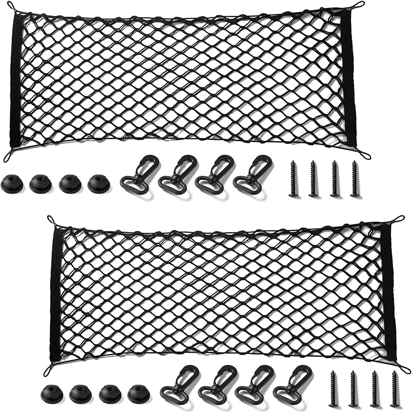 Truck Bed Cargo Net Stretchable, Adjustable Trunk Storage Net with Hook, Accessories for Pickup Bed Divider Organizer and Storage, Compatible with Chevy Silverado Ford F150 GMC (50"X 18")