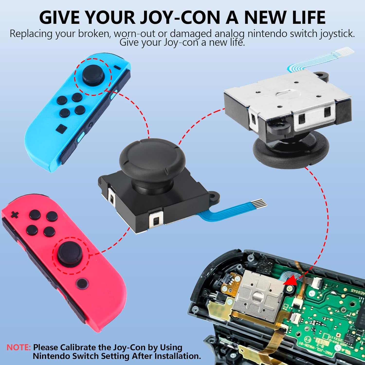 2 Pack Joycon Joystick Replacement,Replacement Joystick Analog Thumb Stick Repair Kit for Nintendo Switch,Switch OLED Model & Switch Lite Joy-Con Controller - Include Y1.5 / +1.5 Screwdriver/Pry Tools